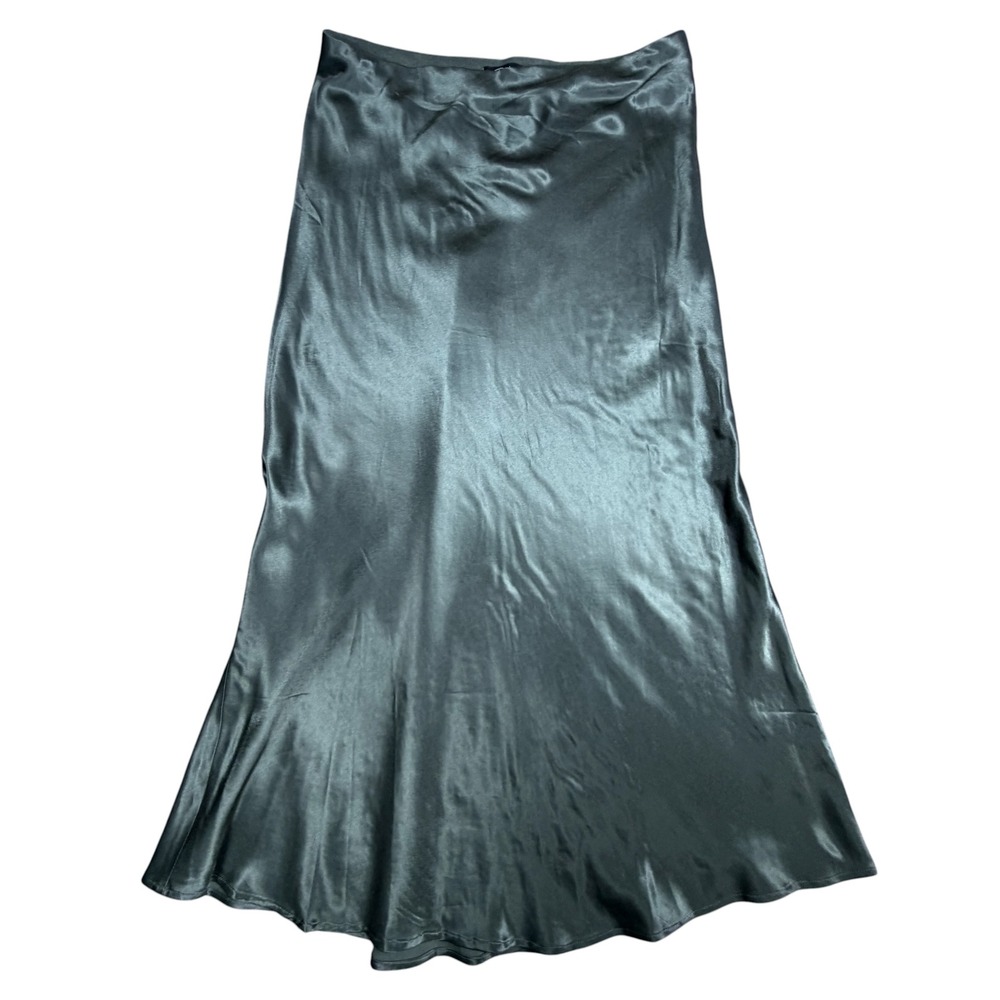 Rails Anya Satin Midi Slip Skirt Dark Forest Green 924-271-3034 Womens Medium